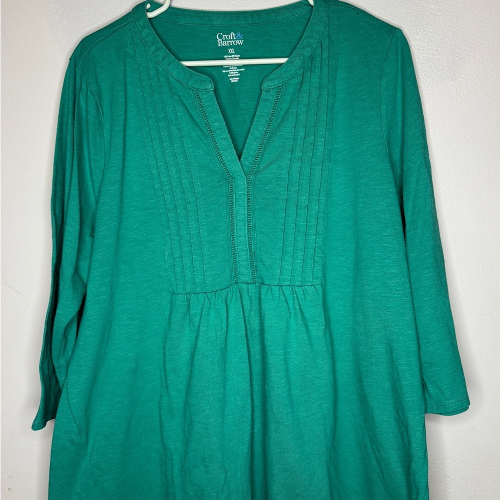 Croft & Barrow Teal Women's Tunic Blouse Size 2XL, 3/4 sleeve
